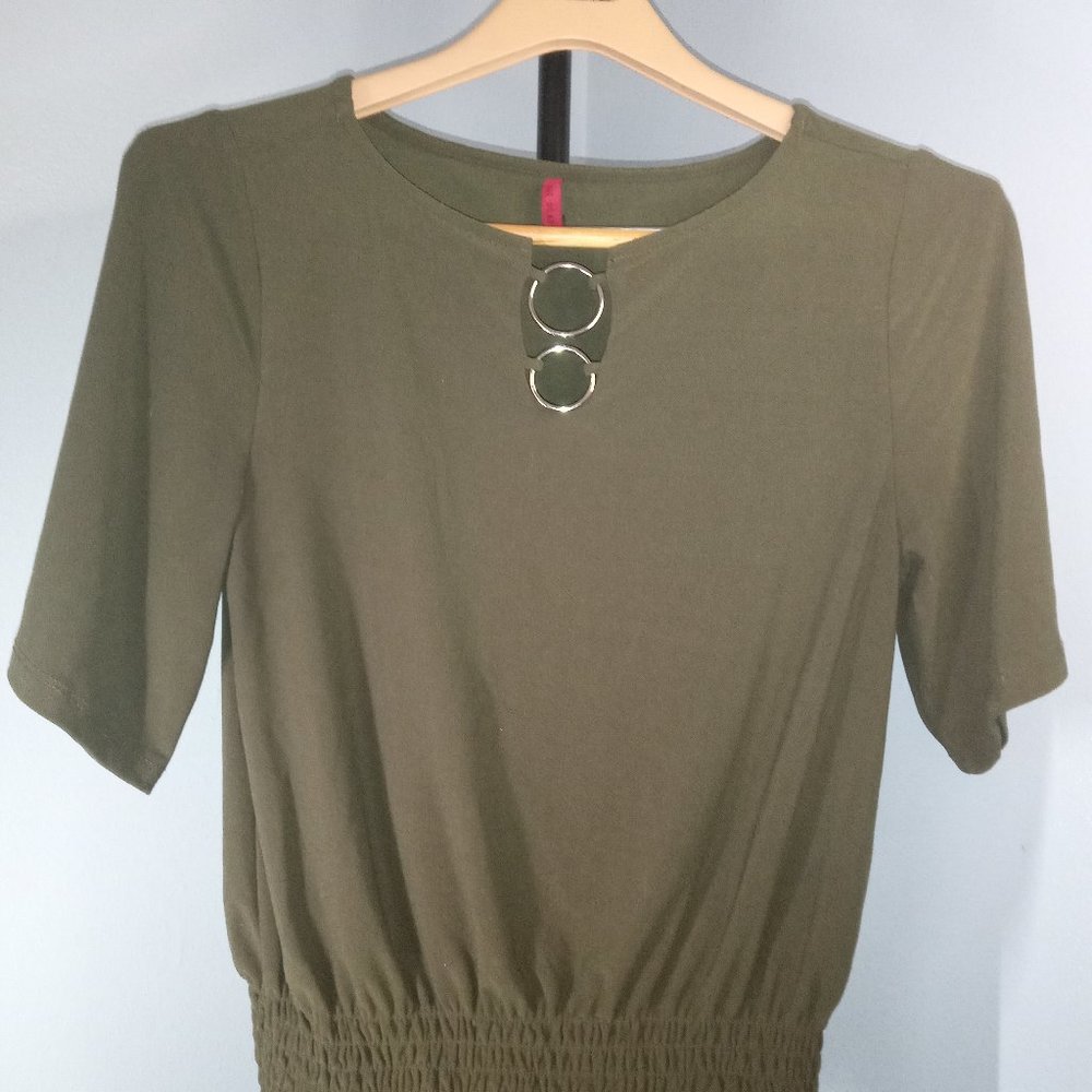 SIZE 16 LOVE SCARLETT OLIVE GREEN SHORT SLEEVE BLOUSE